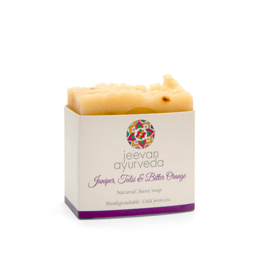 Juniper, Tulsi & Bitter Orange. Natural Aura Soap.